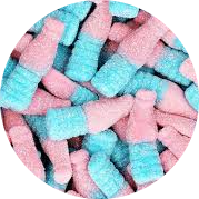 Bonbon Bouteille Bubblizz Lutti bleu et rose